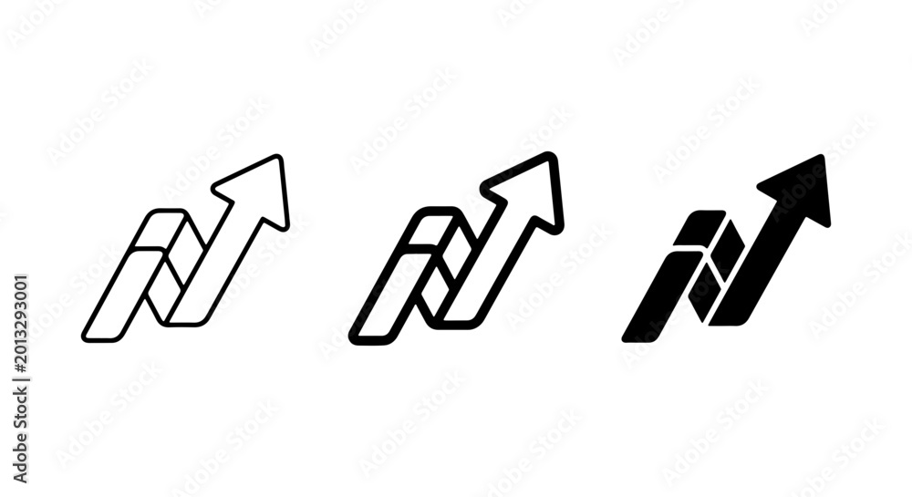 Fototapeta premium Growth Arrow Icons, Business Upward Trend Symbols, Financial Progress Vector Set
