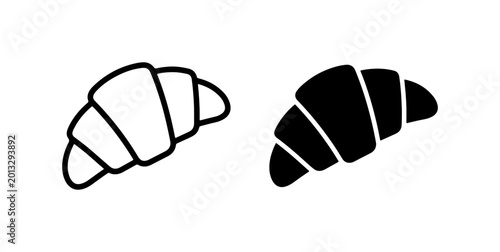 Photos Croissant Icons, Baked Pastry Vector Art, Breakfast Food Symbols