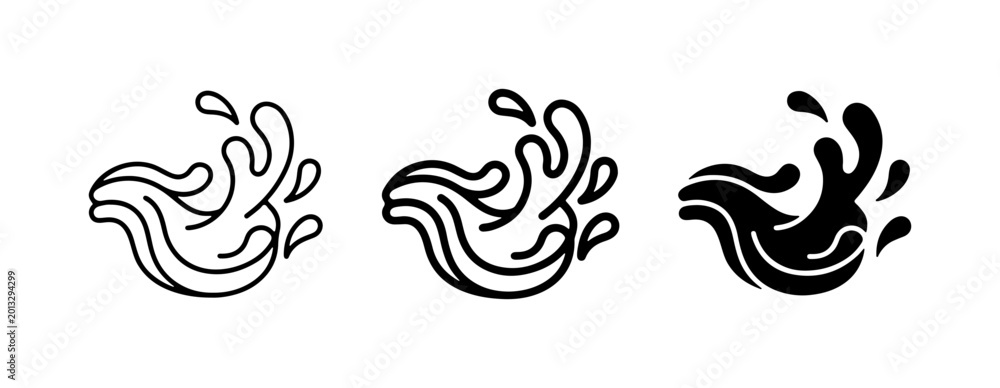 Fototapeta premium Water Splash Icons, Liquid Wave Vector Art, Fluid Motion Graphics