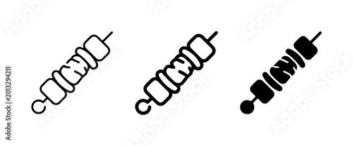 Canvas Print Skewer Icons: Meat, Food, Barbecue, Grill, Cooking, Simple, Vector Set