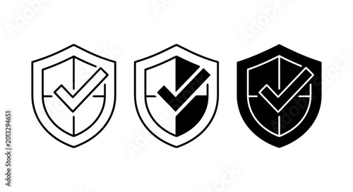 Free Download Shield Check Mark Icons Set, Security Assurance Vector Graphics, Protection Verified Symbols - GFXLoad