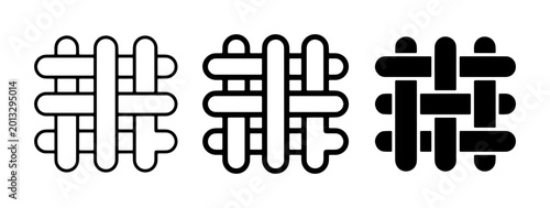 Εκτύπωση καμβά Woven Texture Icons, Textile Pattern Symbols, Fabric Grid Graphics - Set of 3 Ve
