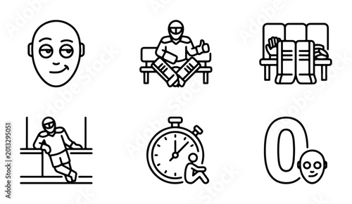 Photography Hockey Player Icons Set, Goalie and Athlete Graphics, Sports Team and Game Eleme