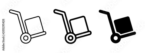 Tableau sur toile Hand Truck Icons, Dolly Cart Vector Graphics, Package Trolley Set for Logistics