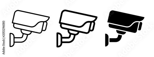 Konstfotografi Security Camera Icons, Surveillance System Vector Graphics, CCTV Monitoring Equi