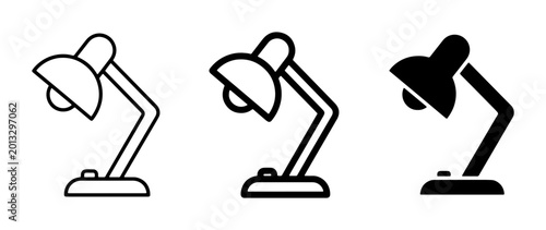 Cuadro en lienzo Desk Lamp Icons Set, Adjustable Task Light Vector Graphics, Modern Study Lamp Sy