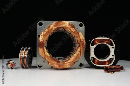 Stators of electric motors with small rotor and copper coils from household devices