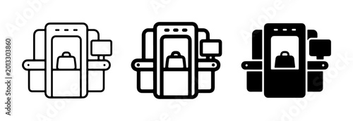 Konstfotografi Airport Security Scanner Icons, Baggage X-Ray Machine Vector Set, Transportation