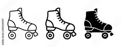 Bild auf Leinwand Retro Roller Skate Icons, Vintage Quad Skates Set, Classic Sport Footwear Graphi