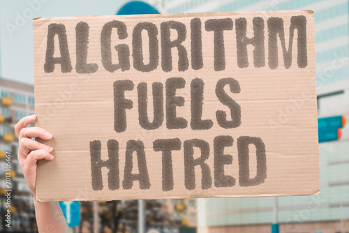 Canvastavla "Algorithm Fuels Hatred" optimize for emotional engagement inadvertently amplifying partisan outrage and political division