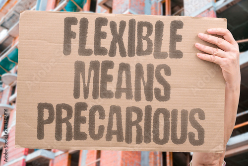 Tableau sur toile "Flexible Means Precarious" Gig economy flexibility rhetoric obscures systematic denial of fundamental employment and welfare protections