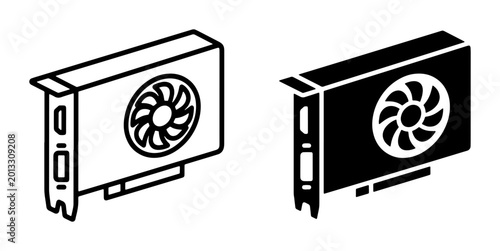 Εκτύπωση καμβά Computer Graphics Card Vector Icons, GPU Hardware Components, Technology and Gam