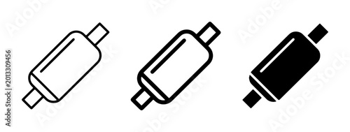 Obraz na płótnie Automotive Muffler Icons, Exhaust System Components, Vehicle Parts Set, Black an