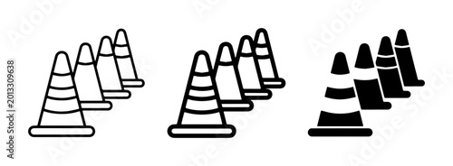 Tableau sur toile Traffic Cones Set, Safety Cones Collection, Orange Warning Cones, Construction M