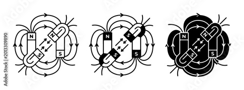 Foto Magnetic Field Lines, 3 Magnetism Illustrations, Physics Science Concepts, Educa