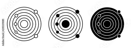 Cuadro en lienzo Solar System Icons, Celestial Orbits, Planetary Models, Cosmic Science Graphics,