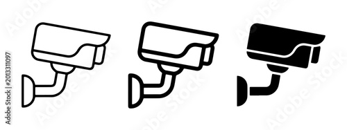Canvastavla Security Camera Icons, Surveillance System Vector Graphics, CCTV Monitoring Equi