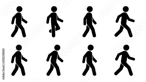 Foto Stick Figure Walking Animation Sequence, Human Motion Cycles, Simple Silhouette