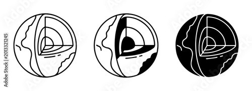 Photos Earth Core Cross-Section Icons, Geological Layers, Planetary Structure, Scientif