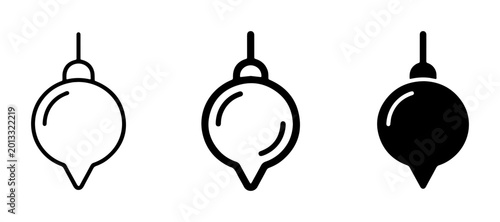 Tableau sur toile Plumb Bob Icons Set, Line Art and Solid Fill, Measuring Tool Graphics for Constr