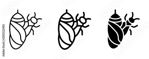 Tableau sur toile Insect Metamorphosis Icons, Butterfly Pupa and Emerging Insect Vector Graphics,