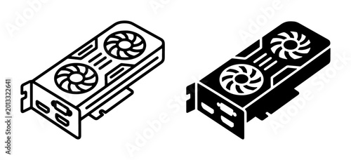 Bilde på lerret Computer Graphics Card Icons, Vector Set: GPU Hardware, Technology Component, Ga