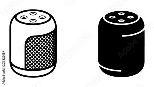 Foto Smart Speaker Icons, Wireless Audio Device Vector Set, Modern Gadget Graphics, B