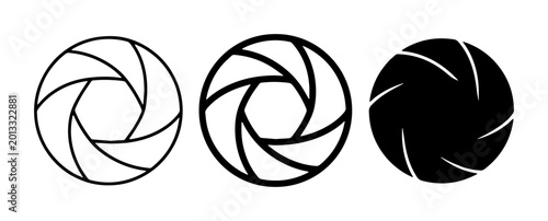 Canvastavla Camera Aperture Icons, Photography Symbols, Diaphragm Blades, Open and Closed Sh