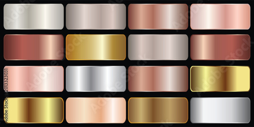Schilderij op canvas Gold rose, silver, bronze, copper and golden foil texture gradation background set