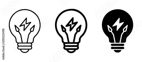 Bild auf Leinwand Light Bulb Icons: Idea Generation, Innovation, and Energy Concepts