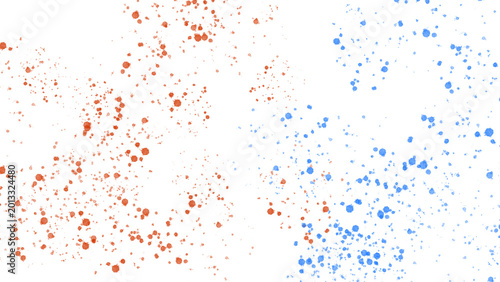 Slika na platnu Red and Blue Duo Tone Paint Splatter, Contrast Color Ink Splash Isolated on Tran
