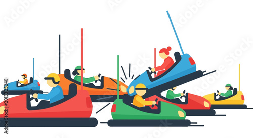 Canvastavla Bumper Cars Fun Ride at Amusement Park
