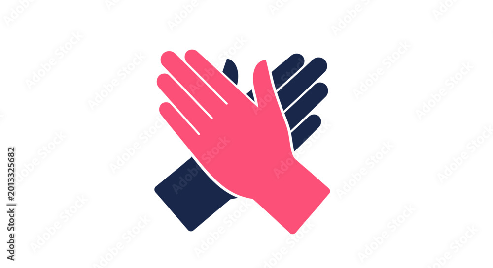 Fototapeta premium Minimalist Teamwork Icon Showing Two Hands High-Fiving for Collaboration and Success