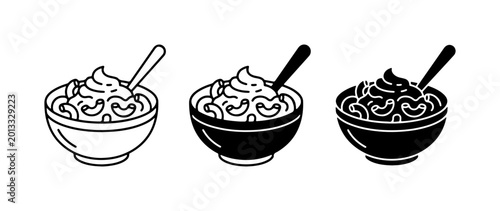 Quadro su tela Macaroni and Cheese Icons, Comfort Food Vector Graphics, Creamy Pasta Dish
