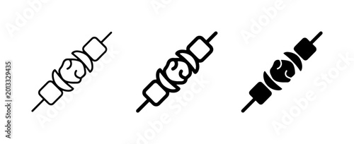 Photography Skewers with Meat and Vegetables, Food Icons, Barbecue Vector