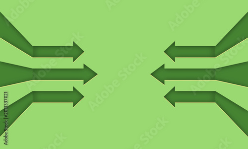Arrows converging from opposite directions on a green background.