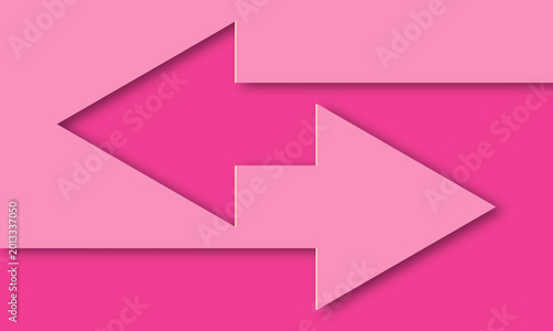 Foto Two Arrows Pointing Opposite Directions Pink Background.