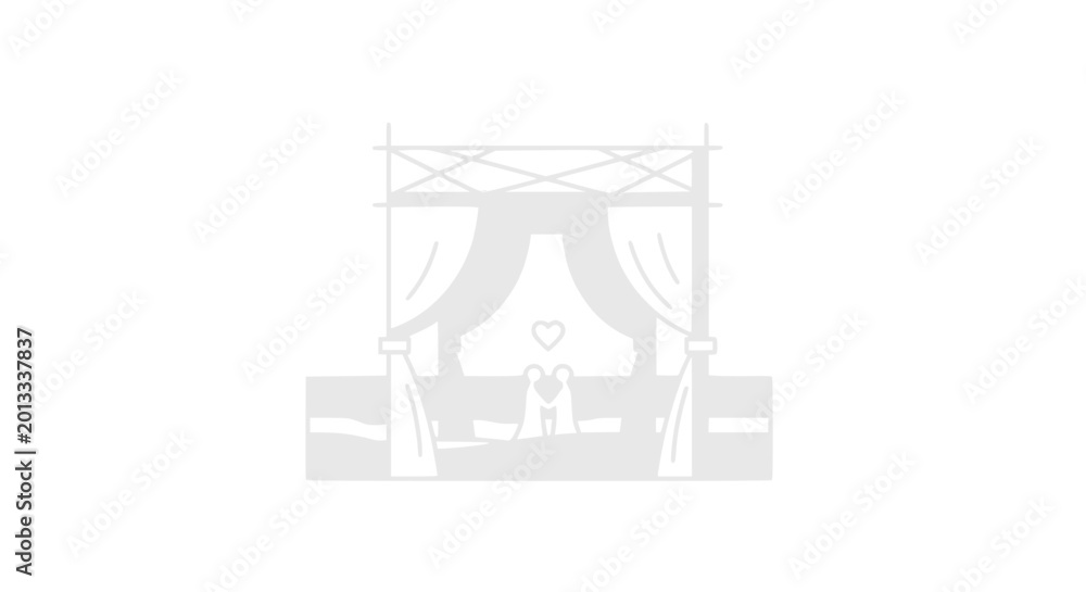 Obraz premium Elegant Wedding Arch with Curtains and Heart Symbol