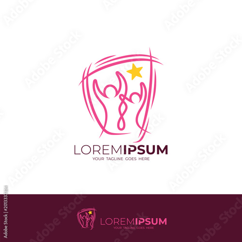 logo of a pair of people trying to reach their dream star with enthusiasm