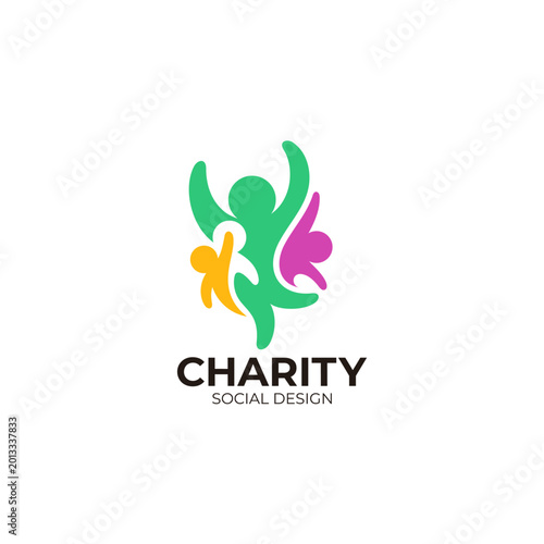 People care logo, abstract charity logo with human care design , social logo template