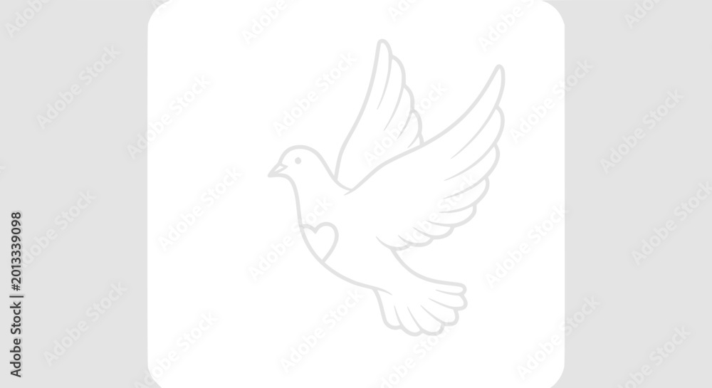 Naklejka premium Dove with Heart Symbol, Peace Bird Illustration, Freedom Concept