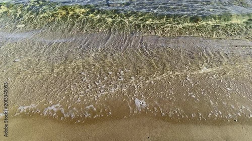 Gentle Sea Waves Crashing on Golden Sandy Beach