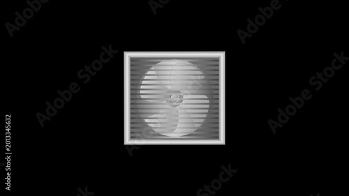 icon of an exhaust fan commonly used in the kitchen or bathroom. animation of an exhaust fan in an alpha duct.