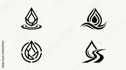 Water Drop Icons Black Symbols.