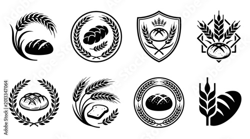 Wheat and bread logo designs.