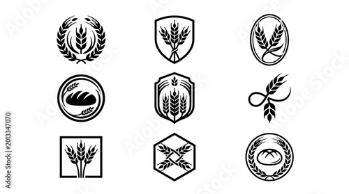 Wheat and grain logo designs.