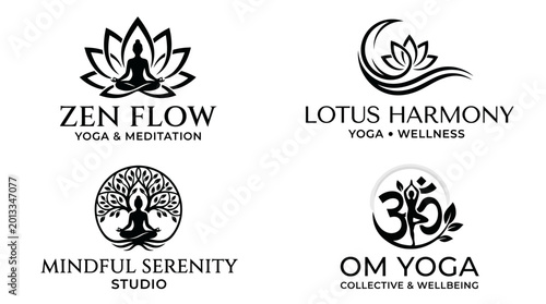 Yoga Meditation Logos and Symbols.