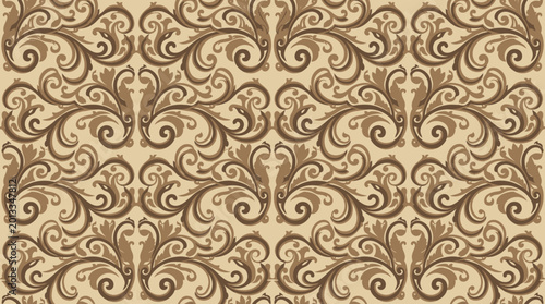 Photography Elegant Damask Pattern with Intricate Scrollwork and Vintage Ornamentation