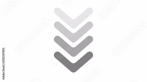 Animated Downward Chevron Arrows with Dynamic Swipe. 4K Video
