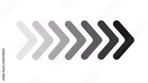 Animated Black Rightward Chevron Sequence for Dynamic Swipe. 4K Video